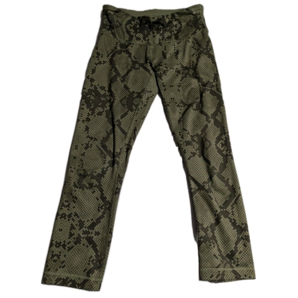 Lululemon Snakeskin Leggings Womens 4 Green Python Print Cropped Yoga Pants